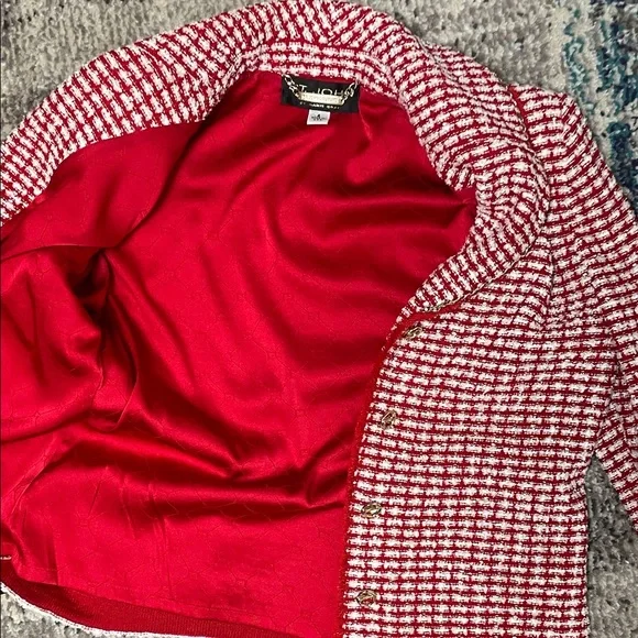 St. John couture metallic crystal gold chain trim 3 pc knit boucle Tweed - Picture 11 of 17